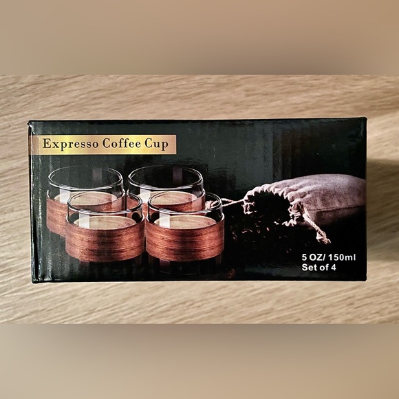 Espresso Cups with Wooden Insulated Ring (5oz, 4-set) - Picture 6 of 7